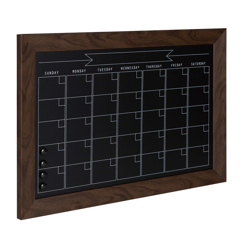 DesignOvation Beatrice Framed Magnetic Chalkboard Monthly Calendar, 18x27, Walnut Brown - Image 2